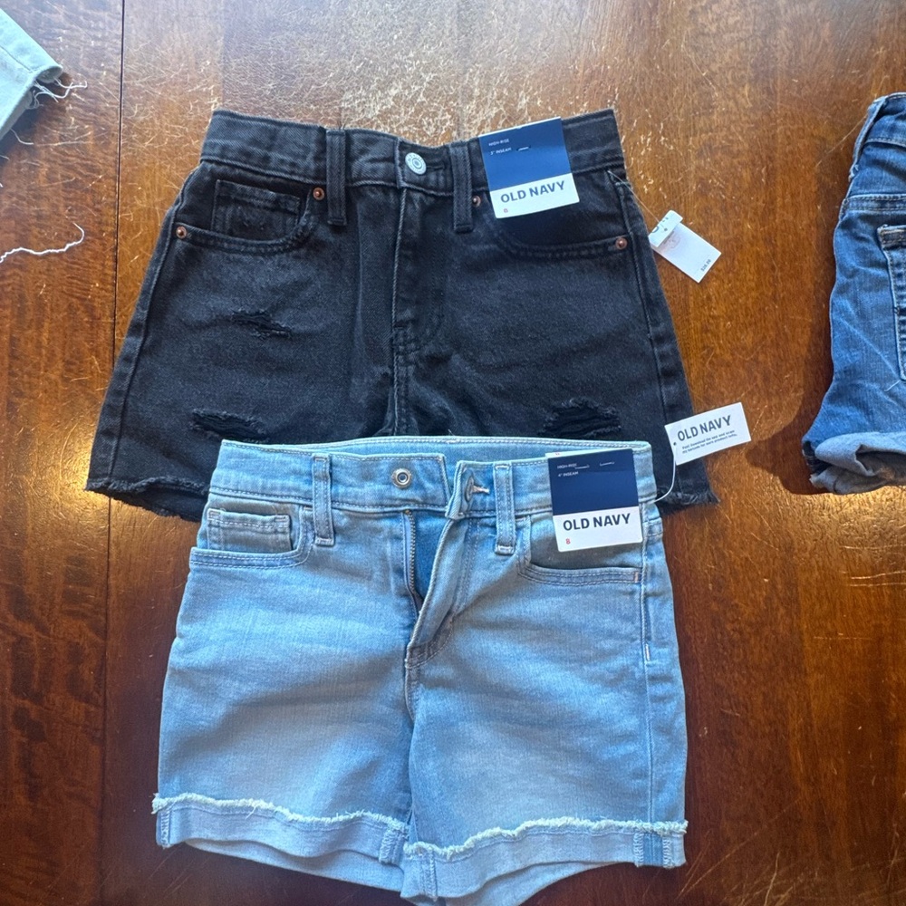 Old Navy Black and Light Blue Denim Shorts bundle! NWT, kids 8